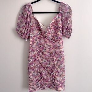 NWT Floral Ruched Mini Dress